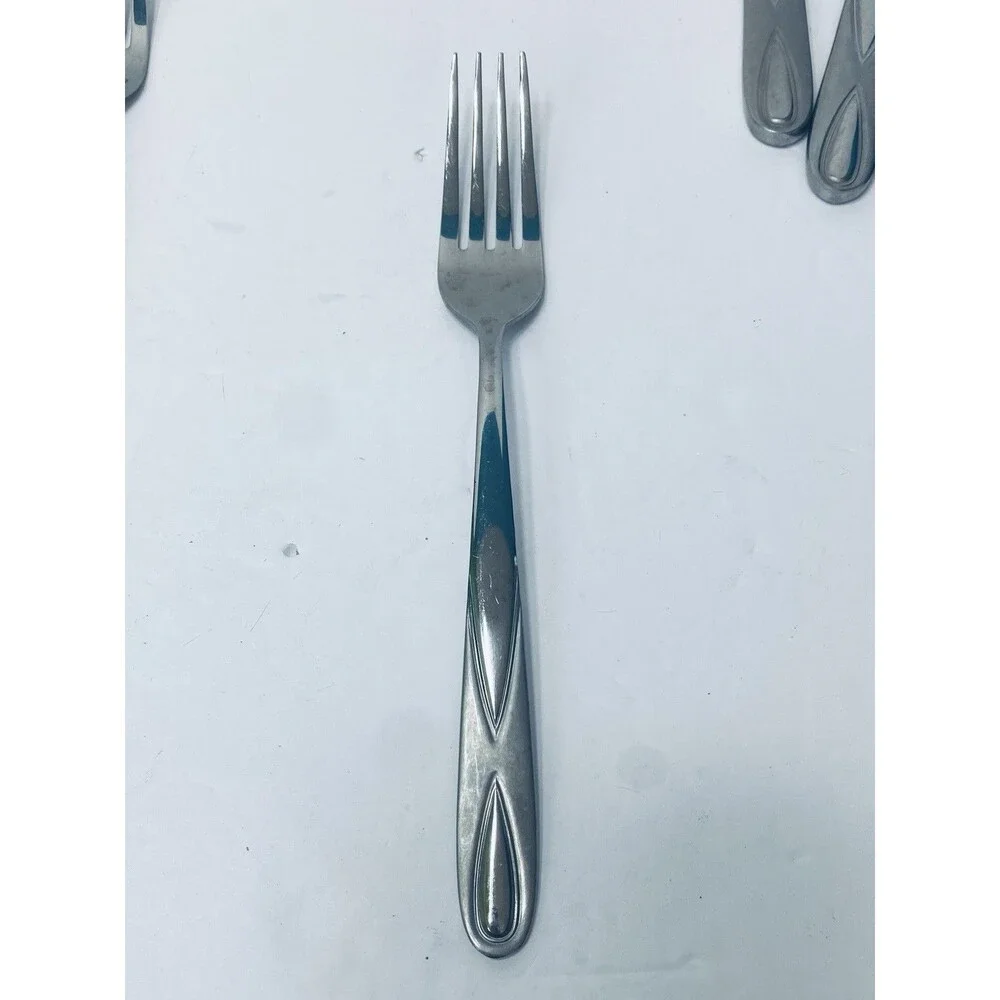 3 Vintage Oneida Gleason stainless steel  Flatware Dinner Forks 8”